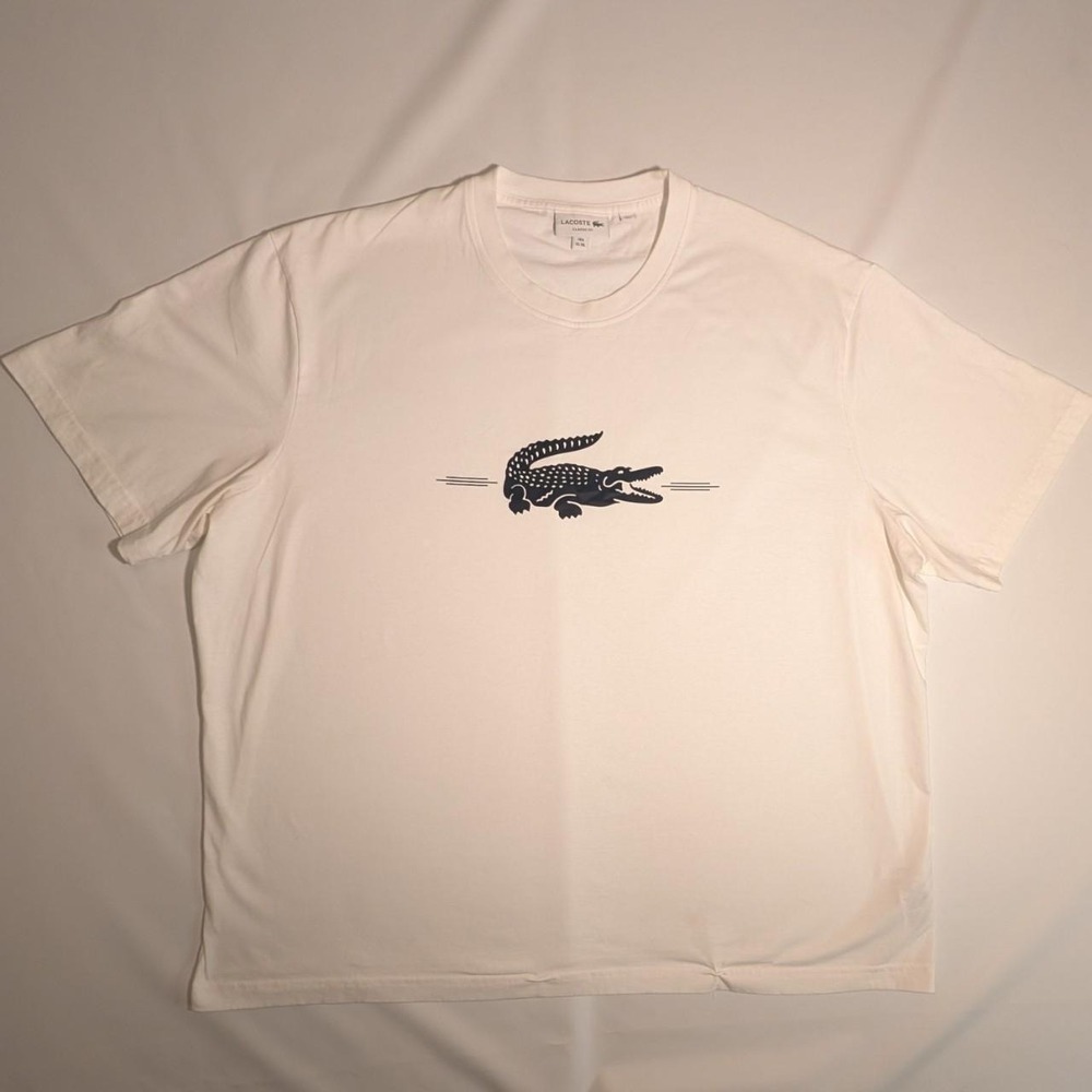 Lacoste Classic Fit Crocodile Graphic T-Shirt White US 3XL FR8 Brand New